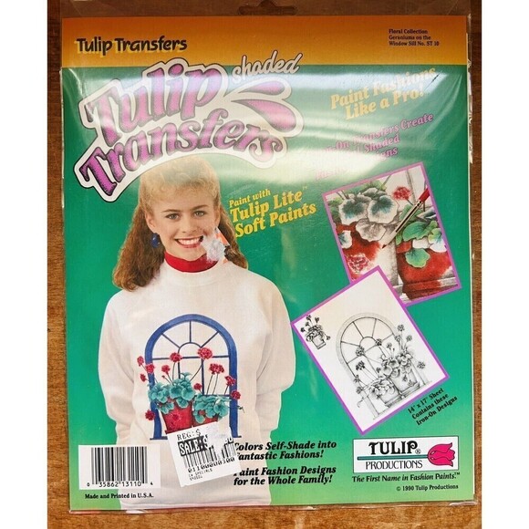 Vtg 90s Tulip Transfers Iron-On Floral Collection Tulips & Geraniums Set Of 2 - Picture 3 of 3